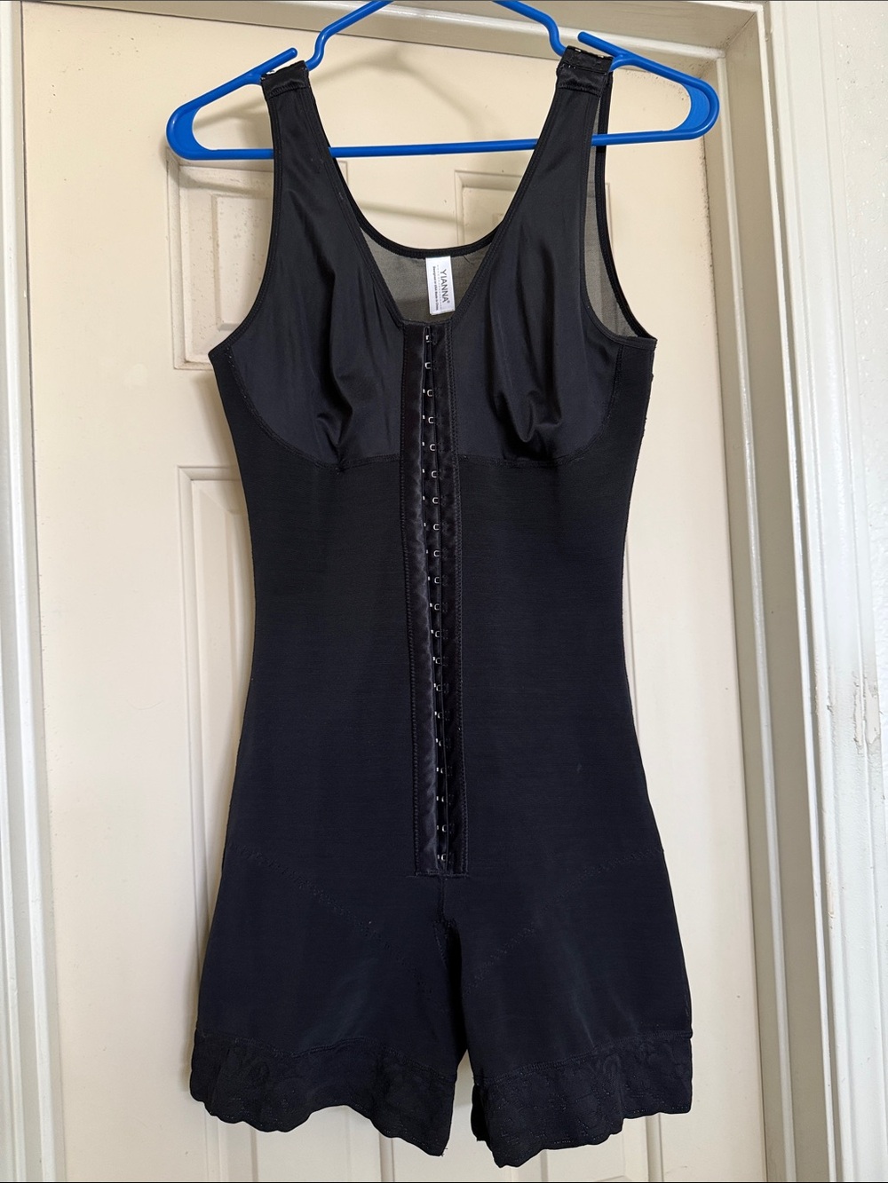 Full-Body Black Shapewear Romper with Front Hook Closure